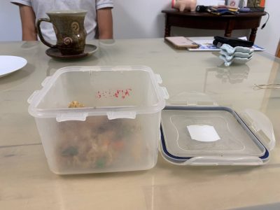 I brought my own container to my favorite restaurant. Brought back left-over fried rice in it and saved a plastic to-go box. Feeling proud of myself. 🙂 