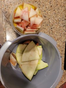I made pickles with part of a watermelon skin and the rest of the food scrap to compost. 