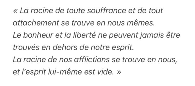 En ce dernier jour de l’année, je me sens vraiment satisfaite de cette pratique de prosternations entamée il y a 13 jours maintenant grâce à Dharma Jungto School.  C’est la première chose que je fais en me levant. Et je m’y investis pleinement. Aujourd’hui, en répétant ma phrase de pratique, me sont revenus en mémoire des moments où réellement j’ai vu combien c’est moi qui m’étais créé de grosses souffrances toute seule. Et combien elle rejaillissaient sur d’autres ensuite. Je me sens très reconnaissante et calme de pouvoir le voir. Physiquement, c’était un peu plus dur aujourd’hui, le fait de remonter directement avec les mains jointes fait beaucoup travailler mes jambes depuis 3 jours, plus la fatigue de ma journée d’hier, j’avais tendance à perdre l’équilibre. Mais je sais que jour après jour cela sera plus facile. Je suis heureuse de persévérer avec mes 21 prosternations. Ce matin j’ai ressenti le besoin de réciter les mots pour la pratique, ainsi que le tchamhoe et les 4 grands vœux traditionnels, présents dans le cours de la semaine. Ce sont les textes qui me parlent le plus. Et je me sens encouragée par Bophae Sunim pour faire comme je le ressens. J’en éprouve beaucoup de gratitude. 